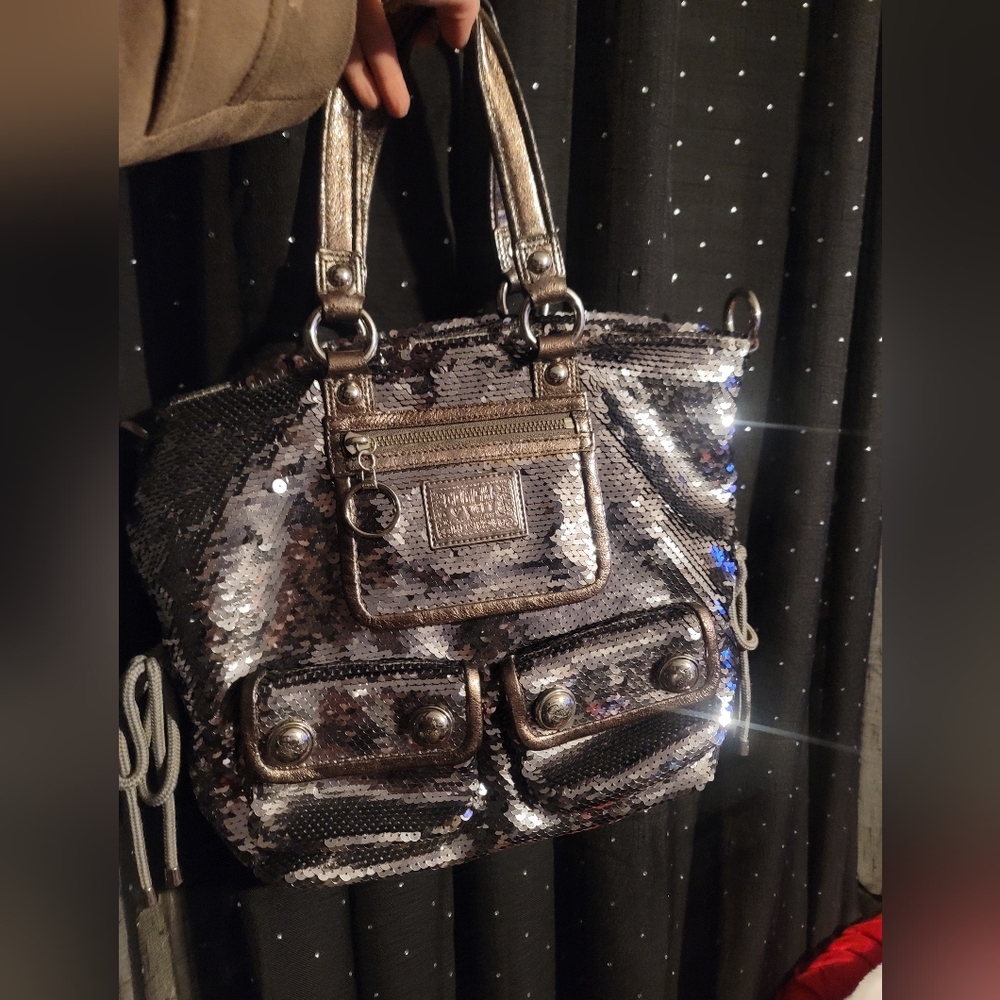 Silver Sequin Women's Coach Poppy Bag More Pictures To Come